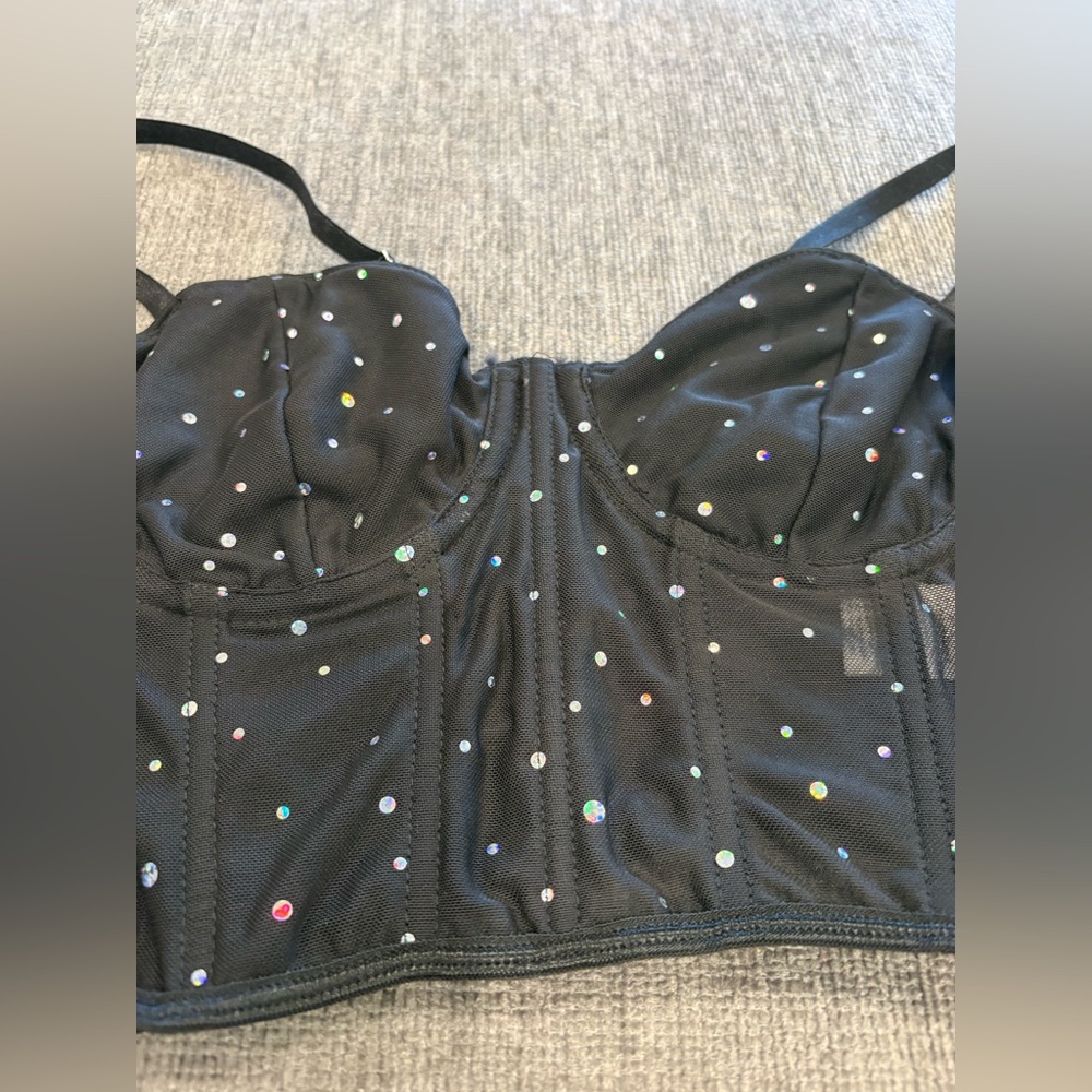 Black Rhinestone Bustier Top - Picture 9 of 9
